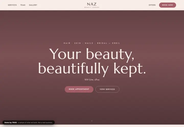 Beauty salon demo website by TRUQ