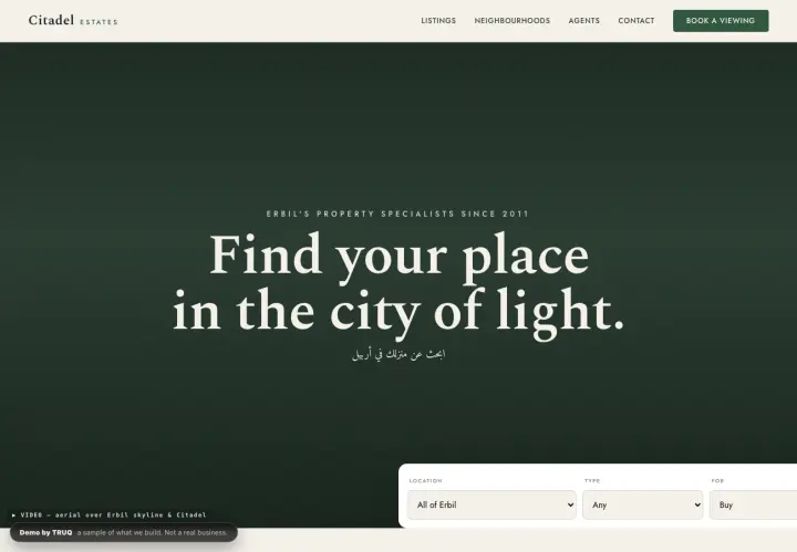 Real estate demo website by TRUQ